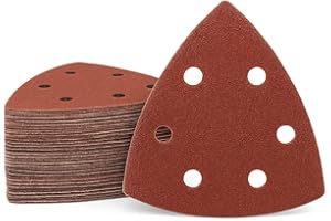 GENERIC Triangle Sanding Pads 93mm 160pcs Multi Grit P40–P600, Hook & Loop Detail & Mouse Sander Pads for Oscillating Multi Tools, 6-Hole Dust Extraction