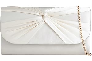 USHOPUK Satin Pleated Style Bridal Prom Wedding Evening Clutch Party Purse Hand Bag