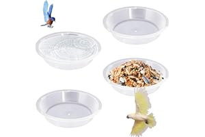 JKYVAA 4 Pcs Bird Water Feeder Transparent Bird Water Bowl Plastic Wall Mounted Bird Bath Bowl Wild Bird Feeder Water Dish Replacement for Bird Feeding Station Garden Outdoor