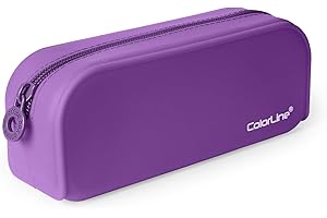 PRACTICOFFICE Colorline 58111 - Portatodo de Silicona con Tacto Ultra Soft de Alta Resistencia, Estuche Multiuso para Viaje, Material Escolar, Neceser y Accesorios. Color Morado, Medidas 18 x 7 x 5 cm
