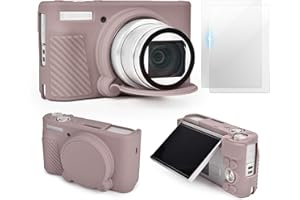 ‎VOVMOEYA VOVMOEYA SX740 zestaw akcesoriów do etui na aparat [z 2 hartowanymi foliami LCD], silikonowe etui ochronne kompatybilne z aparatem cyfrowym Canon PowerShot SX730 SX740 HS, szary, Compact, przypadkowy