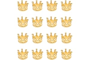 EXCEART 50pcs Mini Crown Charm Jewelry Charms Spacer Beads Miniature Ornament Pendant for DIY Craft Jewelry Making Phone Case Epoxy Resin (Golden), 1X1cm