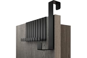 Menz Porte-manteau pour porte, set de 10 - crochet porte noir, 1,6-2,2 cm x 8 cm - fixation stable, attache durable