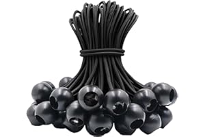 RIVIEVAL 30Pcs Bungee Cords with Balls, Long Loop Bungee Balls 5CM/6Inch Ball Bungees Tie Down Cords Heavy Duty Elastic Ties with Ball for Camping Tarp, Marquees Tents, Flag Poles, Luggage and Household