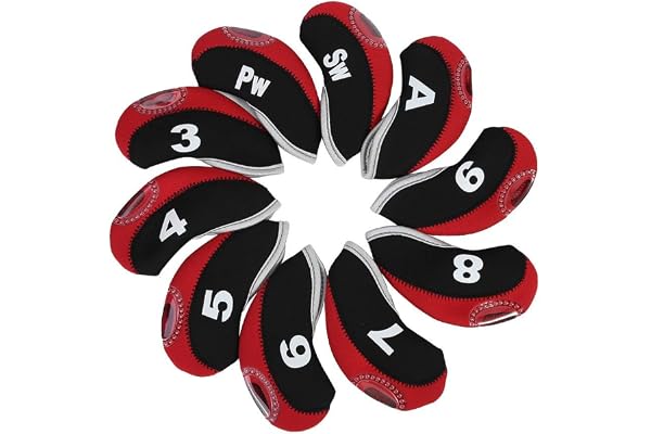 10 pcs Tête de Club de Golf, Capuchon de Golf Housse de Tête de Golf Couvre-Fer Golf avec des Numéros