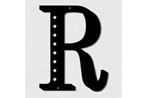 Resama 11'' Black Metal Letters for Wall Decor, Visual 3D Large Alphabet, Decorative Farmhouse Hanging Letter Sign for Living Room Bedroom Office Home Party (R)