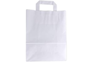 UNIVERS GRAPHIQUE UNIVERS GTAPHIQUE 1000 Sacs Kraft Blanc à poignées Plates 6 litres : 28 cm Haut x 22 Large x 10 cm Soufflet Un Petit Cabas Boutique élégant, Solide et renforcé.