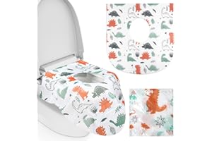 Flintronic 24 Pezzi Copriwater USA e Getta Portatili, Copertura Igienica Monouso Ecologico Antibatterico, Copertura Monouso in Tessuto Non Tessuto Impermeabile per Viaggi, Hotel, Mall(Dinosauro)