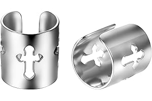 JewelryWe Bijoux 1 Paire Boucles d'oreilles avec Croix Clip-on Anneau Homme Femme en Acier Inoxydable Cadeau pour Amoureux Ami