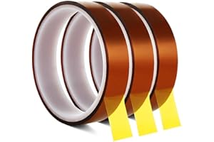 3 Roll 20m x 20mm High Temp Tapes - YTBUBOR Heat Resistant Tape Polyimide Film Self Adhesive Tawny Masking Tape for Electric Task, 3D Printers, Solder, Painting and Packing Fixing