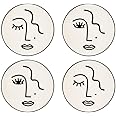 Sass & Belle Abstract Face White Coasters - Set of 4
