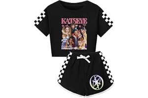 Temolie K-POP Katseye Merch flickor kortärmad t-shirt och shorts yoga wear set grafisk musik fans tryck outfit för barn stree