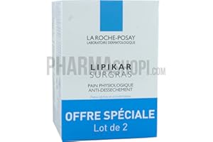 La Roche-Posay, Lipikar, przeciw wysuszeniu tłuste mydło w chlebie, idealne do skóry wrażliwej i suchej skóry, łagodzi uczucie szarpnięcia, wzbogacone o masło shea i niacynamid, zestaw 2 szt