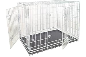 Croci Jaula para Perros de Interior y Exterior - Caseta para Perros medianos y pequeños, Metal galvanizado, Plegable, también Ideal para Coches, 78 x 55 x 62 cm