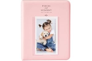 OBERSTER Álbum de Fotos de 64 Bolsillos para Fujifilm Instax Mini 7s 8 8+ 9 25 50s 70 90, 2 x 3 Pulgadas, Mini Album de Fotos Compatible con Cámara Instantánea Titular de Tarjeta de Nombre (Rosa)