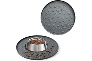 YEICXOH Hundenapf Matte mit Erhöhtem Rand, Verdickter Silikon, Wasserdicht, rutschfest, Hundeabdrücke,28x28 cm (2er-Pack Grau, 28X28 cm)