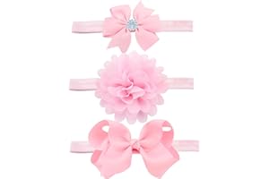 Yueshop 3pcs/Set Baby Kids Girls Bowknot Headband Toddler Elastic Hair Band Headwear Bow for Newborn Infant Toddlers (Pink)