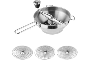 Angaekkot Passiergerät Passiermühle Mit 3 Stück Siebeinsatz - Passiermühle Für Suppe Marmelade Brei Saucen - Mühle Presse Passiersieb Zum Pürieren Abseihen Und Reiben Von Obst Und Gemüse