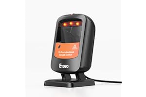 Eyoyo USB Desktop Barcode Scanner: Handsfree Automatic Omnidirectional Wired QR Code Scanner Reader - Scanning Postal & Screen Bar Codes for Library Book Retail Store Business Computers POS System