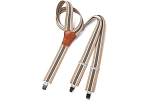 MR. M MR.M Bretelle uomo – 3 clips incrocio Y – Regolabili fino a 195cm - Larghezza 3,5cm - Finiture vera pelle