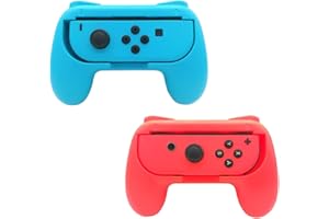 RREAKA Switch Controller Hand Grips for Nintendo Switch OLED for Joy-Con Handle Kit Gamepad for Joy Cons Rubber Surface Comfort Remote Holder Accessories 2 Pack Red,Blue