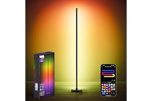 ibaye Smart LED Stehlampe, WiFi RGB Standleuchte, funktioniert mit Alexa und Google Assistant, App-Steuerung, Musikmodi, kreativer DIY-Modus, Stehleuchte für Wohnzimmer, Schlafzimmer(Matt-schwarz)