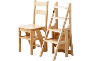 EN7JIOY Scaletta per Biblioteca Pieghevole in Legno Massello Scaletta per Scale Scaletta per Scale Sgabello Pieghevole A 4 Gradini Scalette A Doppio Uso Scala A 4 Gradini Espositore per Gradini (Color : Wood