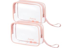 Aucuu Przezroczysta kosmetyczka, 3-pak wodoodpornych przyborów toaletowych z PCW, zatwierdzona przez TSA, podróżna kosmetyczka z zamkiem błyskawicznym, kosmetyczki do makijażu dla mężczyzn, kobiet i