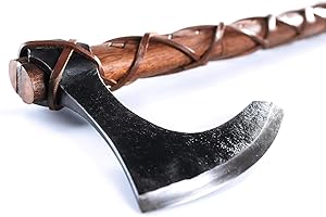 CraftTal, 24" Wikinger Axt handgeschmiedete-Streitaxt mit Axtkopf aus 1095 Kohlenstoffstahl und Teakholzschaft mit handgravierten nordischen Runen