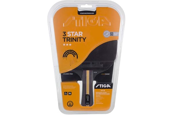 STIGA Trinity 3-Star Table Tennis Bat, Black/Red