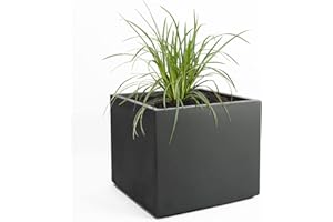 Pflanzwerk® Pot de Fleur Cube Jardinière Anthracite 28x28x28cm *Résistant au Gel* *Protection UV* *Qualité européenne*