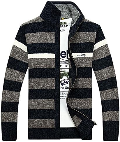 Men's Autumn New Zip Jacket Coat Long Sleeved Cardigan Sweater (UK Large(Asian XXL), Blue-205)