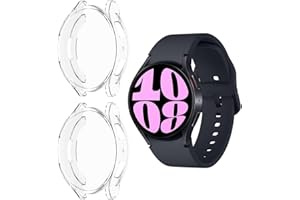 HOMTERN 2-Pack Cases Compatible with Samsung Galaxy Watch 6 40mm / 44mm,Flexible TPU Full Covered Shell Shockproof Scratch-Proof Screen Protector Case, 2 Pack Clear (Watch 6 40mm)