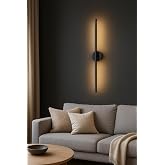 Netzy Modern Kablosuz Pilli LED Aplik, Obsidian Noir&trade; Simli Siyah 70 cm, G&uuml;n Işığı, 1 Adet 9V Pil Dahil, Montajsız Dekoratif 