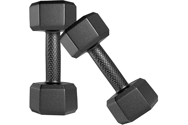 Amazon Brand - Symactive PVC Fixed Dumbbells Set Of 2 3 Kg Each for Home Workout Unisex Black
