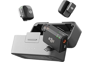 DJI Mic Mini (2 Transmitters + 1 Receiver + Charging Cradle), Ultra Light, Detailed Audio, 48 Hours Use, Noise Cancelling, Auto Limit, Wireless Microphone/iPhone/Android, Vlog, Streaming