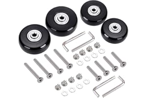 RUNFAR SHOP 4 ruedas de repuesto (50 x 18 mm) para maletas, ruedas de goma, ruedas de repuesto para ruedas, ruedas de repuesto para Trolley Samsonite, maletín rígido con rodamientos de bolas, juego de reparación