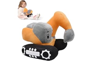 KQWVZ Kinder Plüsch Bagger, 26 * 23cm Plüsch Bagger Spielzeug, Bagger Kissen Plüschtier, Ausgestopftes Bagger Plüschtier,Cartoon-Plüschtier Für Mädchen Und Jungen, Entzückende Stoffpuppen