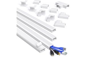 MUDEELA Cable Trunking, 4M Square Cable Cover, Self-Adhesive Hide Wires on Wall, Accessory Multipack, Cable Management Kit for Home Office - 4 X 1M Lengths, W30mm H17mm, White