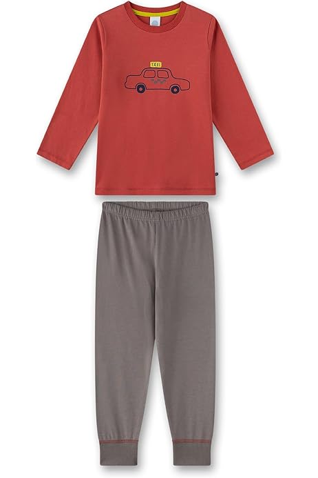 Sanetta Jungen Schlafanzug Lang - Grauer Baumwollmix Pyjama Für Guten Schlaf