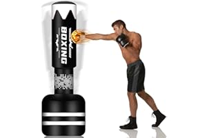 YORWHIN Conception de la Mise à Niveau Sac de Frappe Adulte - 180cm Sac de Boxe Lourd Autoportant - Sacs de Sable Gonflables Kick Sacs de Frappe Boxe pour l'entraînement MMA Muay Thai