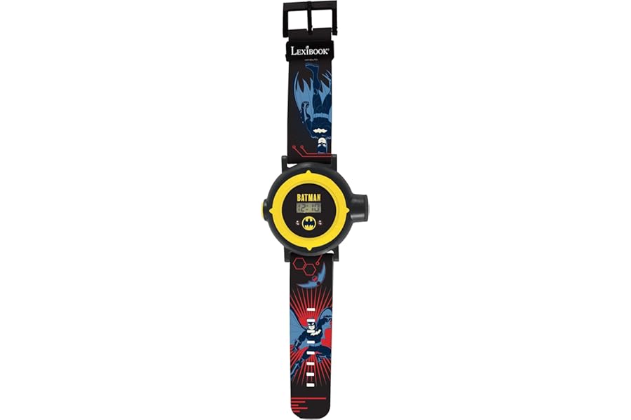 LEXIBOOK - Batman Adjustable Projection Watch Digital Screen – 20 Images of Batman – for Children - Red and Blue - DMW050BAT