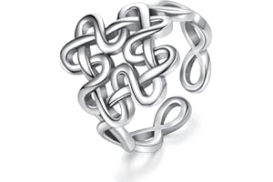 AEONSLOVE Anillos Arbol de la Vida Mujer Ajustables Plata de Ley 925, Anillo Abierto Serpiente/Nudo de Bruja/Hoja/Cuchara, Anillo Pulgar Vintage para Mujer Hombre