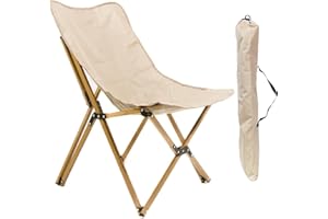 U2PICK High Back Fabric Camping Chair Portable Butterfly Chair for Adults with Removable Canvas Cover, Ultra Light Aluminum Frame, Heavy Duty, Carry Bag, For Beach, Camping, Park, Picnic. Khaki