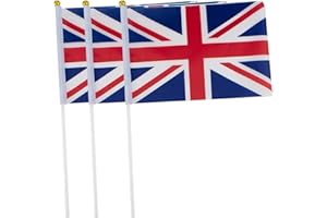 10PC Union Jack Hand Waving Flags, British Flag Set, Union Jack Gifts, Party Decorations, Great Britain Flags, Sport and National Celebrations- By TRIXES