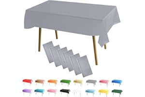 MOMAHUA 6 Packs Argent Nappes,137x274cm PEVE Nappe de Table Rectangulaire,Nappes Imperméables pour Fête Anniversaire,Picnic,Exterieur,Jardin,Mariage,Noël,Halloween