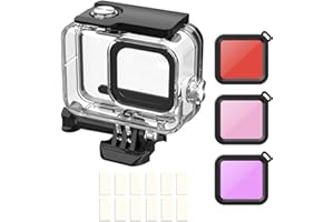 ShipeeKin Boîtier étanche Caisson de plongée sous-Marin de Remplacement avec filtres de plongée et Inserts antibuée pour la caméra Gopro Hero 13 12 11 10 9