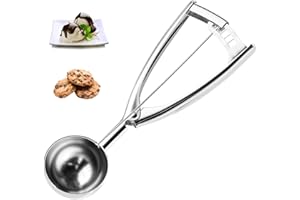 Eisportionierer Edelstahl, DMOPRDNB Eislöffel Portionierer mit Auslöser, verdickter 304 Edelstahl Cookie Scoop für Eiscremekugel, Backen, Melonenkugel
