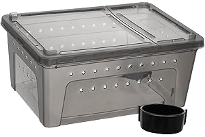 HOMOYOYO Kunststoff Reptilienbox Terrarium für Reptilien Zuchtbox mit Futterspender Feuchtigkeitsbeständig Transparent für Schildkröten Geckos Schlangen und Spinnen
