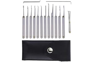 Loboo Idea 15 szt. profesjonalny zestaw wytrychów zamka, w tym skórzany futerał na portfel, 12 sztuk haczyk do otwierania zamka, 2 sztuki klucz napinający, pęseta i skórzany portfel etui